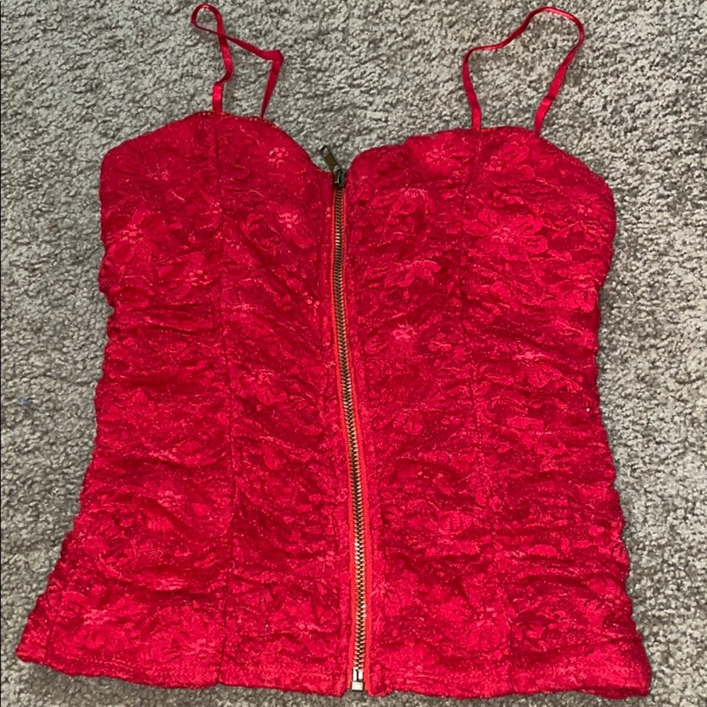 Red lace top